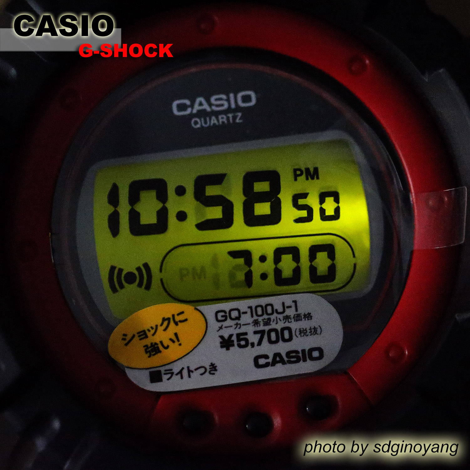 CASIO卡西欧G-SHOCK初代防震闹钟GQ-100J-1小灯泡全新现货 - 图0