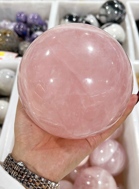 天然粉玫瑰石英按摩球