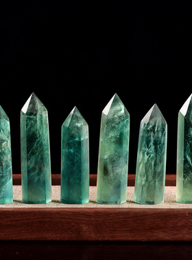 天然绿萤石柱手工抛光水晶石