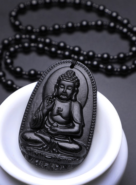 天然黑曜石保平安吊坠