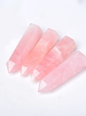 天然水晶原石粉水晶柱手工抛光粉色爱心礼物爆款几何能量柱系列