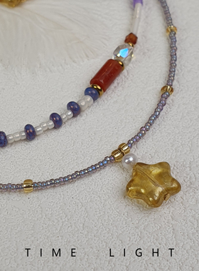 金色星星琉璃珍珠耳钉高级感