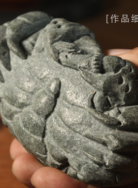 云鹤堂 精品青石石雕摆件石雕蟹摆件 家用茶桌茶台茶宠可养小饰品