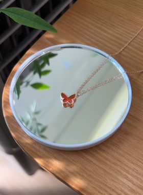 S925银蝴蝶红玛瑙项链生日新年圣诞礼物送礼盒礼袋顺丰12