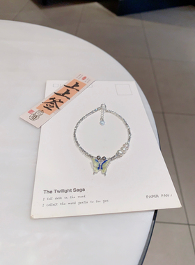 S925银浅蓝蝴蝶碎银手链不褪色纪念日情人节礼物送礼盒顺丰7