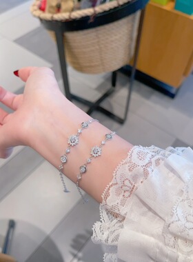 S925银纯银新款太阳花手链不褪色送礼盒礼袋顺丰1不退换