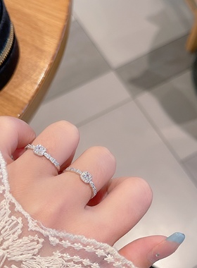 S925银纯银小方糖开口戒指不褪色女友情侣七夕礼物送礼盒礼袋8