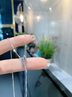 S925银满钻水滴线条晚宴项链情人节礼物不褪色送礼盒顺丰8