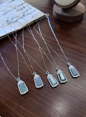 S925银纯银湖水绿无事牌项链不褪色女神节送礼盒礼袋顺丰包邮3