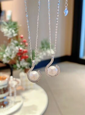 S925银纯银淡水珍珠L纯银项链不褪色礼盒礼袋新年顺丰3