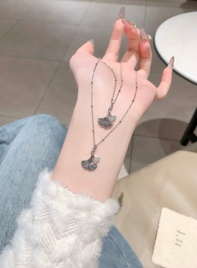 S925银杏叶银项链送礼盒礼袋纪念日圣诞礼物顺丰11
