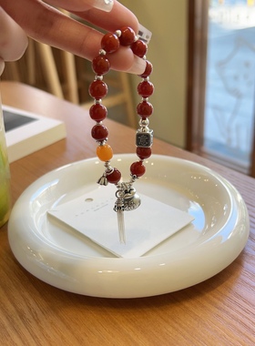 S925银纯银红玛瑙福袋手链生日新年情人节礼物送礼盒礼袋顺丰1