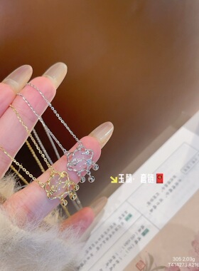 S925银白玉髓平安锁项链不褪色圣诞送礼盒礼袋顺丰11