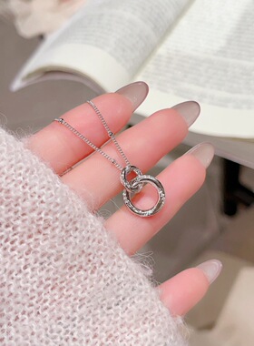 S925银纯银莫比乌斯双环扣纯银项链3.5克左右不褪色520礼物顺丰5