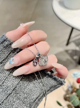 S925银纯银新款纳福平安锁项链纯银项链不褪色礼盒礼袋新年顺丰3