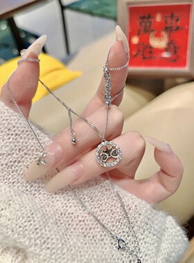 S925银纯银甜甜圈蝴蝶结项链纯银项链不褪色礼盒礼袋新年顺丰3