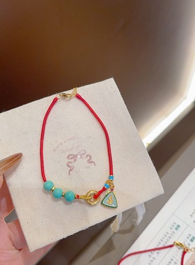 S925银纯银绿平安扣编绳手链不褪色七夕送礼盒礼袋顺丰11