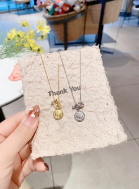 S925银纯银新款黄财神罗盘项链纯银项链不褪色礼盒礼袋新年顺丰3