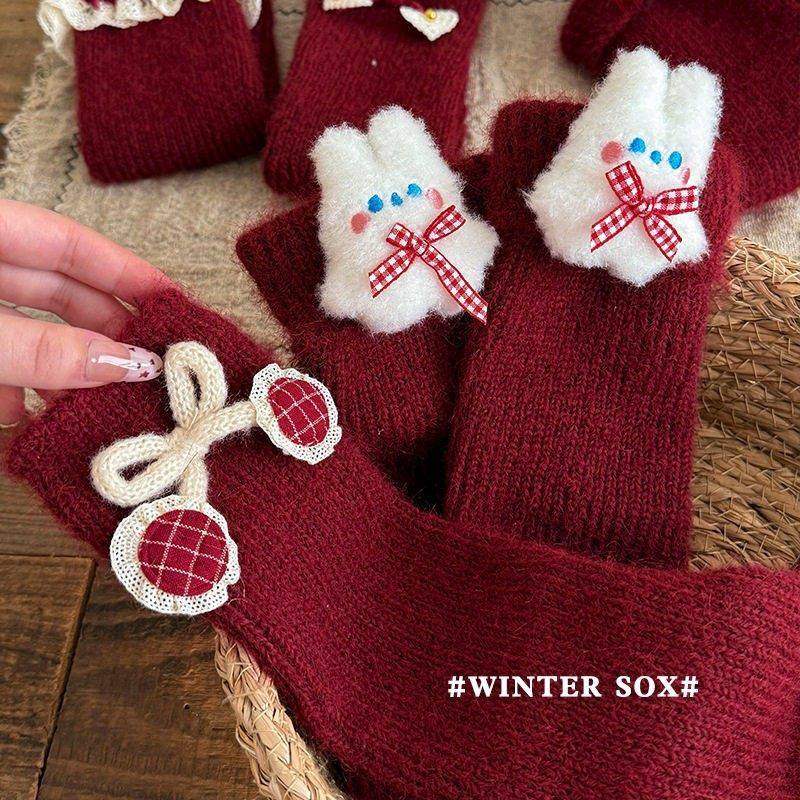 「新年款」儿童袜套秋冬加厚羊毛保暖堆堆小腿袜女童针织红色腿套,淘宝优惠券,粉丝福利购,淘宝优惠卷