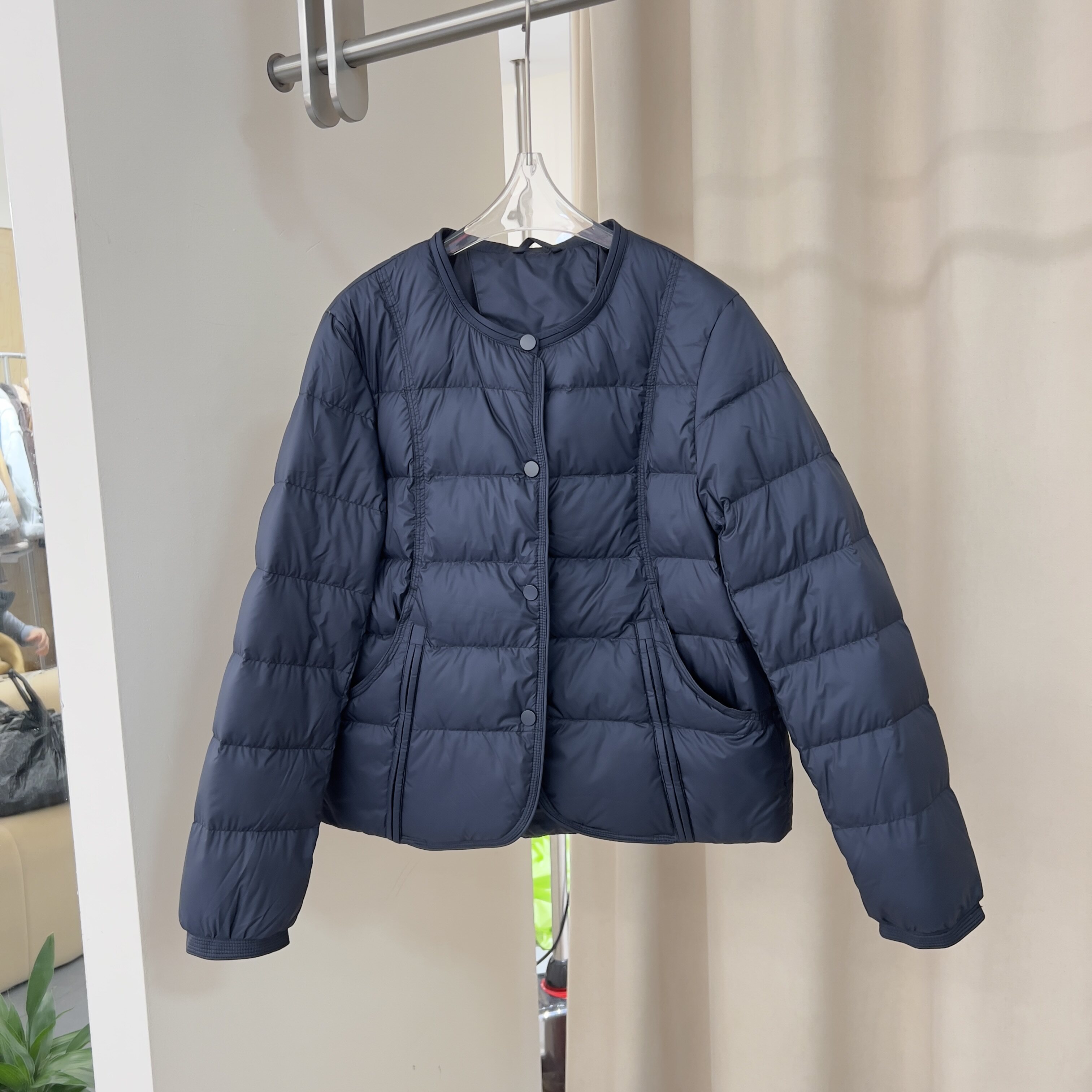 小版简约轻便轻便圆领90白鸭绒羽绒服女百搭设计感小众外套冬6006-图1