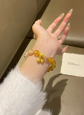 寺庙同款金沙琉璃手串夜光女款金箔香灰瓷双拼色设计感手链她屿