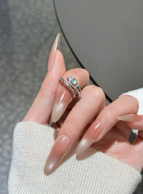 925银灵蛇戒指女小众设计高级感蛇戒指蛇形小蛇灵蛇开口戒指她屿