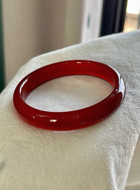 天然红玛瑙手镯女正圈玉镯玉石高冰种玉髓素圈镯子妈妈款生日礼物