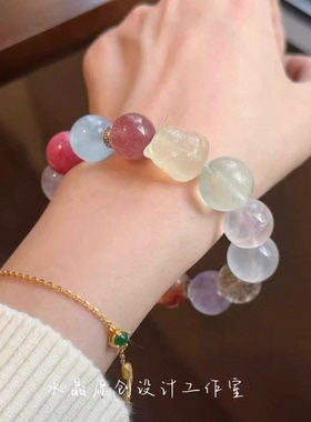 招财猫多宝夏日天然水晶手串转运招财平安桃花精品高等级送礼闺蜜