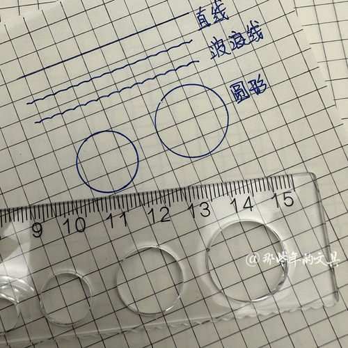 包邮雅思透明绘图15cm直尺洞洞尺可画圆波浪线尺学生18cm塑料格尺 - 图1