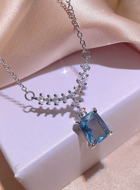 外贸跨境精美首饰嵌蓝色水滴钻项链女耳钉戒指三件套饰品吊坠批发