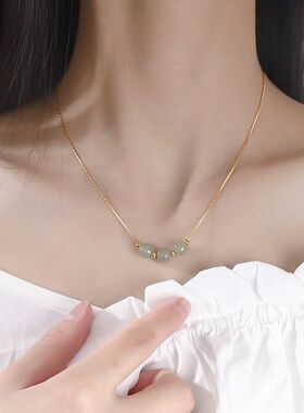 三生三世玉石古风项链女轻奢小众 高级ins气质学生锁骨链