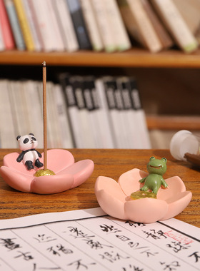 跨境树脂樱花线香架创意香插盘日式杂货工艺品禅意摆件家居饰品