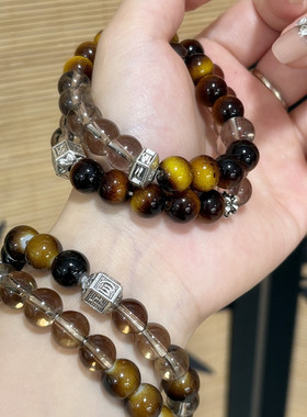 财虎眼叠戴显白高级感手串小众设计送女友情人节