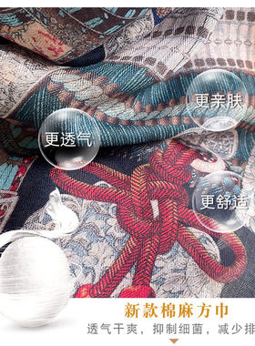 黑色武士棉麻系脖丝巾70小方巾女薄款围巾领巾感包头巾妈妈款