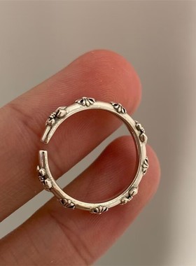 小众设计克克鸢尾开口戒指女轻奢小众设计精致高级冷淡风复古