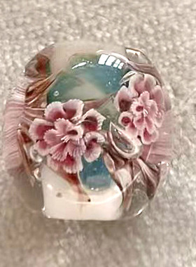 精品日式琉璃花朵图案纯手工制作DIY配件高级感趣味手链项链花珠