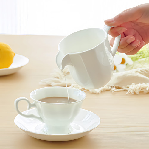 纯白骨瓷奶罐陶瓷咖啡具欧式大容量奶缸汁斗分酒器拉花奶盅倒奶壶 - 图0