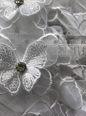 欧根纱刺绣水钻双层蝴蝶花服饰辅料DIY配件手工钉钻头束胸花贴