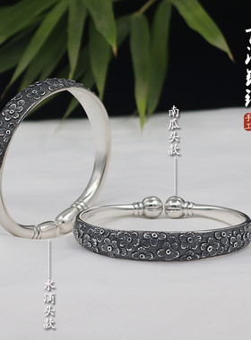 重工原创梅花定做送妈妈纯银手镯