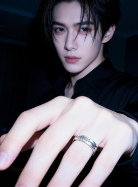 52HZ赫兹925银戒指情侣对戒素圈