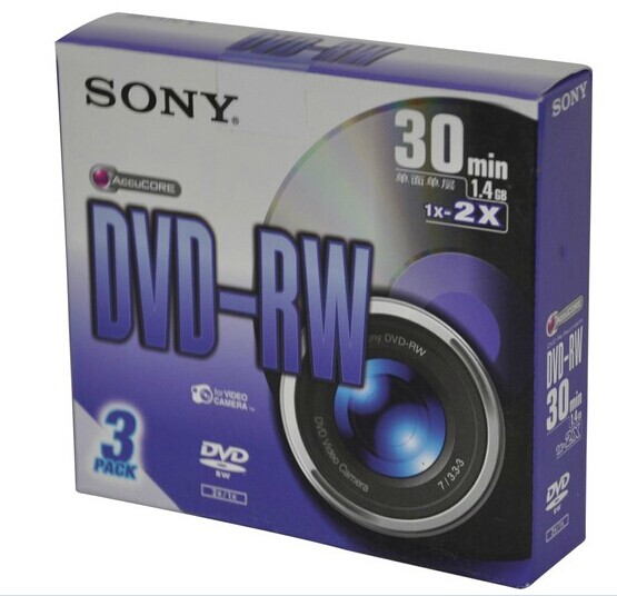 Sony索尼反复使用DVD+RW光盘 30分钟1.4G可擦写摄像机专业盘 单片 - 图0