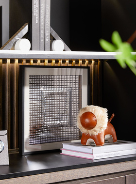 邸高家居意式轻奢方圆金属书档摆件家用书房书柜办公室大理石书靠