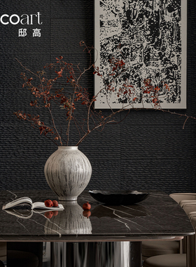 中式样板间餐厅岛台插花果盘摆件