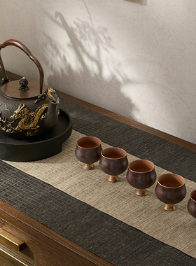 新中式古典茶室摆件金属茶具书房