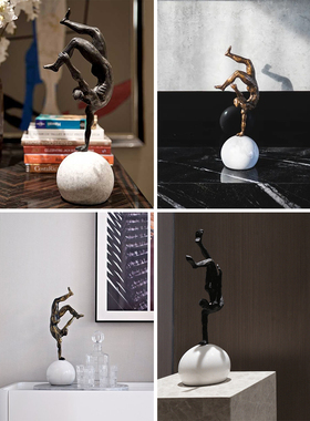 样板间抽象铁艺人物会所软装摆件