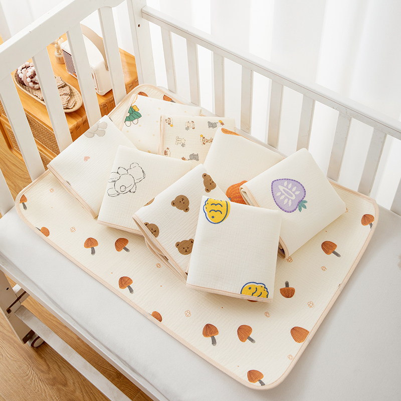 婴儿绉布隔尿垫 可水洗婴童用品批发纱布纯棉防水透气宝宝全棉a类