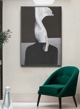 人物黑白灰抽象风美女艺术装饰画