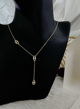 黄油风.鸢尾花小众设计通体纯银猪鼻子项链轻奢锁骨链日常百搭款