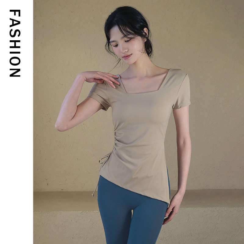 夏季速干透气运动健身训练女上衣带胸垫短袖T恤普拉提瑜伽服上衣,淘宝优惠券,粉丝福利购,淘宝优惠卷