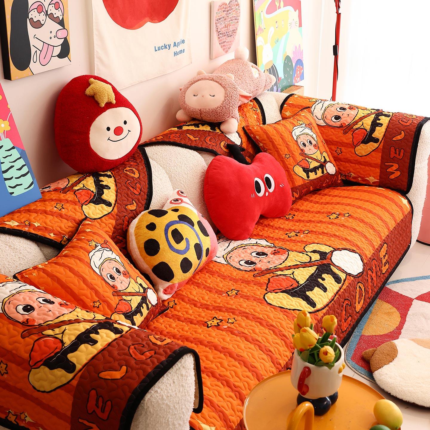 凡米特萌趣卡通沙发垫四季防滑喜庆沙发套可爱布艺组合坐垫盖布罩,淘宝优惠券,粉丝福利购,淘宝优惠卷